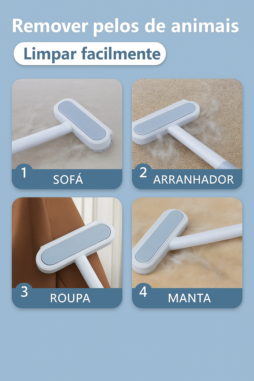 ✨ Escova anti-pêlos reutilizável – Especial para sofás e tecidos ✨