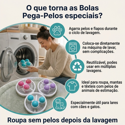 Kit de 2 Apanha-Pelos para Máquina de Lavar – Roupa Mais Limpa e Livre de Pelos