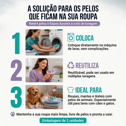 Kit de 2 Apanha-Pelos para Máquina de Lavar – Roupa Mais Limpa e Livre de Pelos