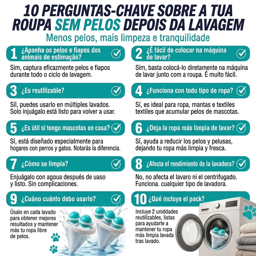 Kit de 2 Apanha-Pelos para Máquina de Lavar – Roupa Mais Limpa e Livre de Pelos